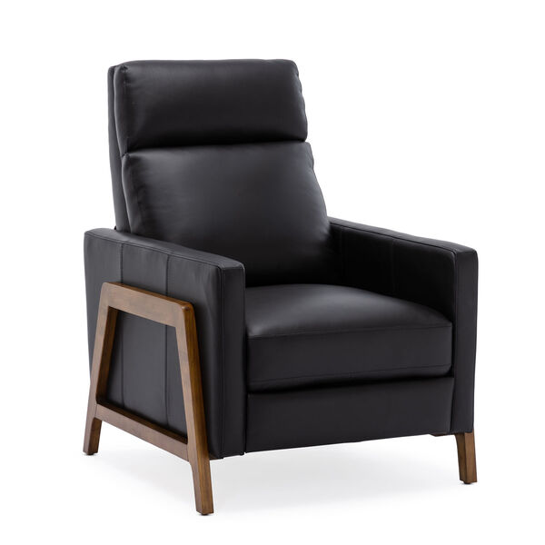 Reed Black and Chestnut Brown Leather Push Back Recliner, image 1