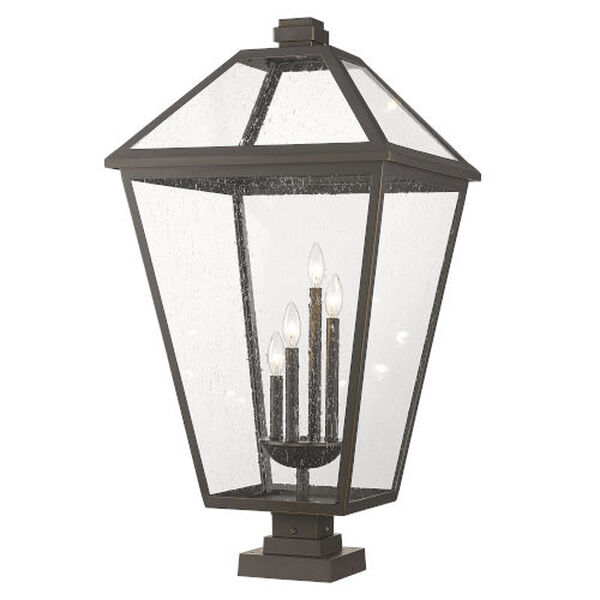 Talbot 37-Inch Four-Light Outdoor Pier Mounted Fixture with Seedy Shade, image 1