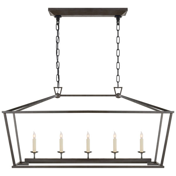 Darlana Medium Linear Lantern in Aged Iron by Chapman and Myers, image 1