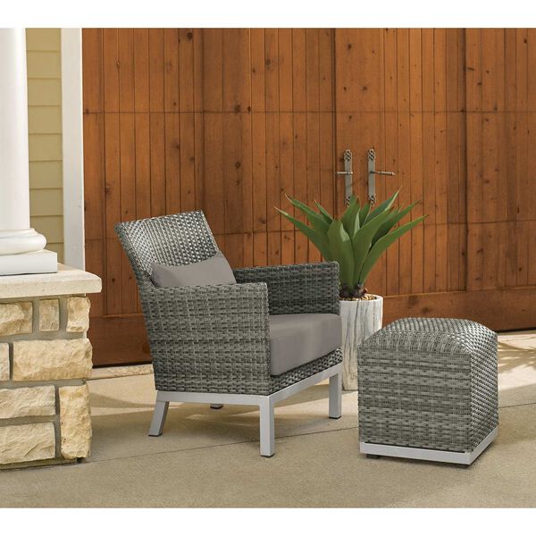 Argento Stone Outdoor Club Chair with Lumbar Cushion and Pouf, image 2