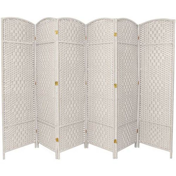Six Ft. Tall Diamond Weave Fiber Room Divider White Six Panel, Width - 19.5 Inches, image 1
