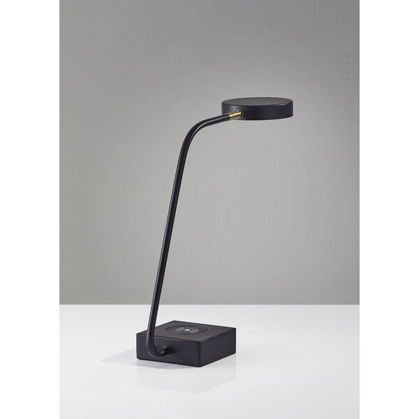 Conrad Matte Black and Antique Brass Accent LED Desk Lamp, image 3