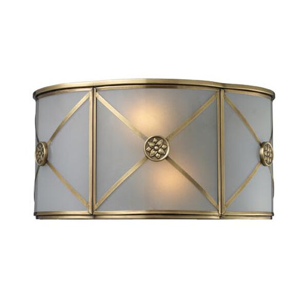 Preston Solid Brushed Brass Two-Light Sconce, image 1