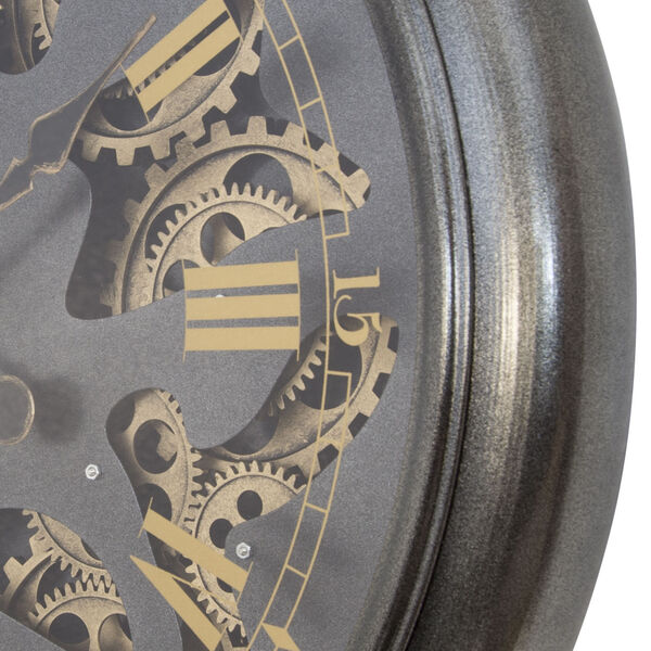 Black and Gold 23-Inch Gear Clock, image 3