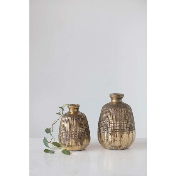 Gold Textured Terra-Cotta Vase, image 2