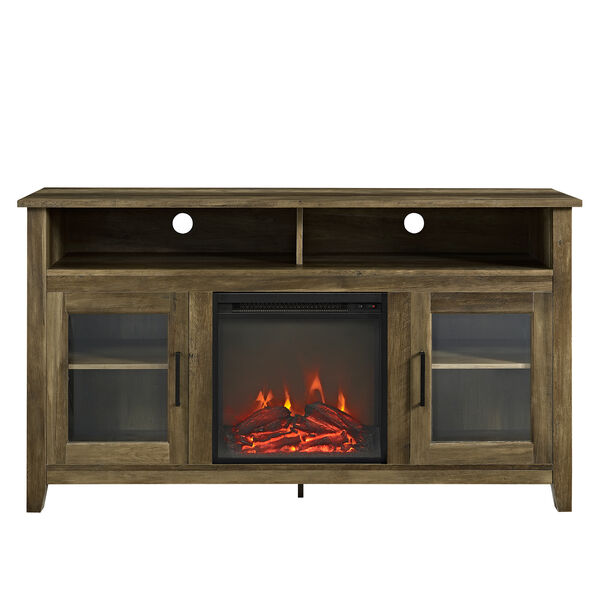 58-Inch Wood Highboy Fireplace TV Stand - Rustic Oak, image 4