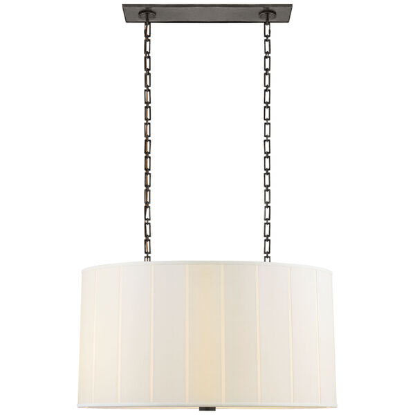 Perfect Pleat Oval Hanging Shade in Bronze with Silk Shade by Barbara Barry, image 1