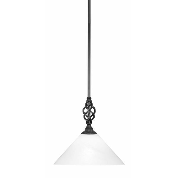 Elegante Matte Black One-Light Pendant with Marble Glass, image 1