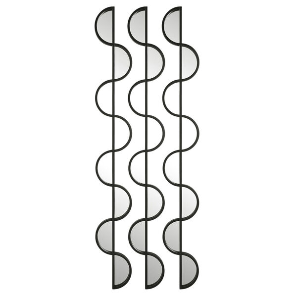 Wisp Matte Black Mirrored Iron Wall Decor, Set of 3, image 2