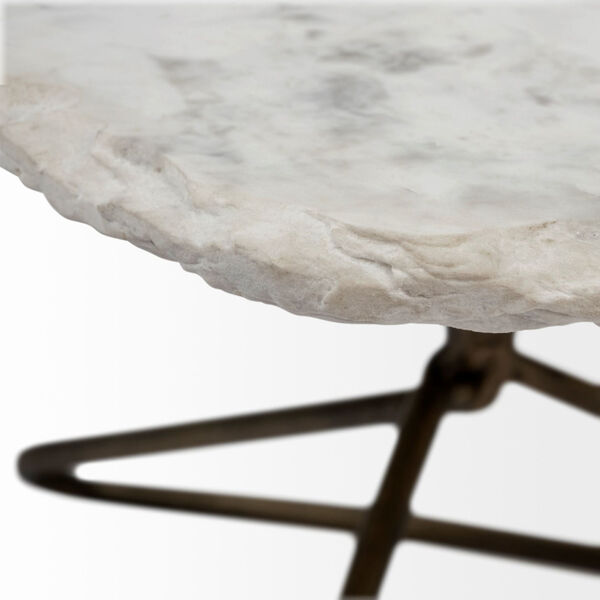 Pinera I Gold and White Irregular Marble Top Coffee Table, image 3