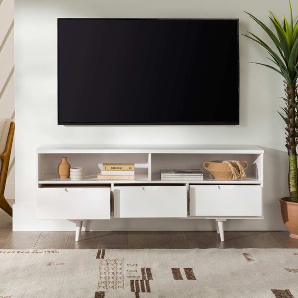 Ivy White Three-Drawer Solid Wood TV Stand, image 7
