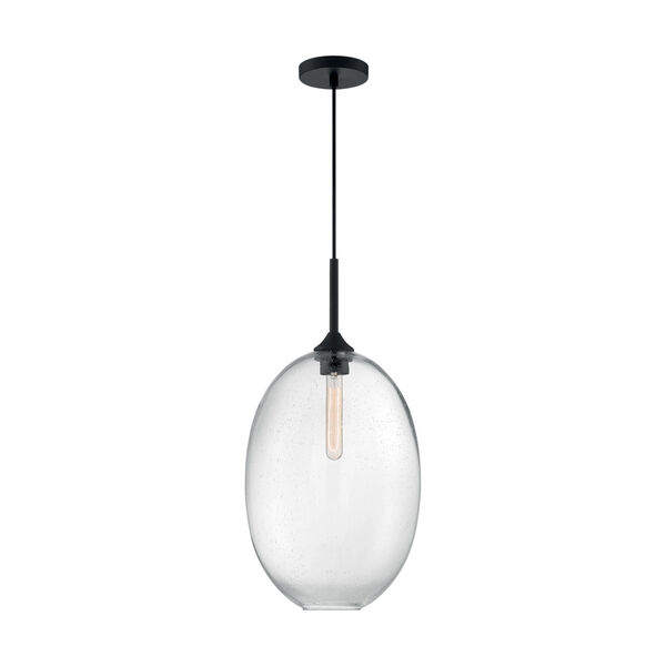Aria Matte Black 23-Inch One-Light Pendant with Clear Seeded Glass, image 3