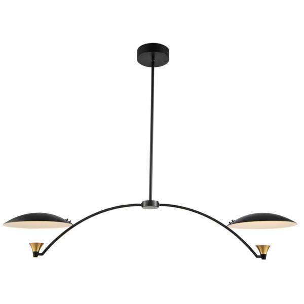 Redding Matte Black with Brass Accent Two-Light LED Chandelier, image 1