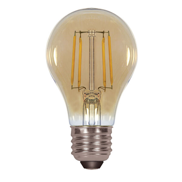SATCO Transparent Amber LED A19 Medium 4.5 Watt LED Filament Bulb with 2200K 380 Lumens 80 CRI and 360 Degrees Beam, image 1