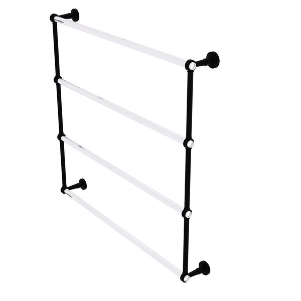 Pacific Beach Matte Black 4 Tier 36-Inch Ladder Towel Bar with Groovy Accent, image 1