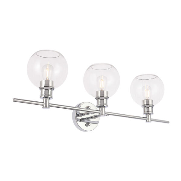 Collier Chrome Three-Light Bath Vanity with Clear Glass, image 6