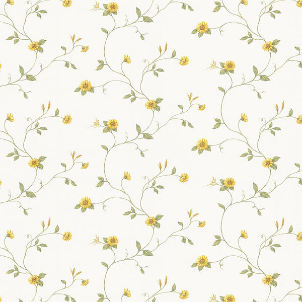 Mini Sunflower Trail Yellow and Green Wallpaper - SAMPLE SWATCH ONLY, image 1