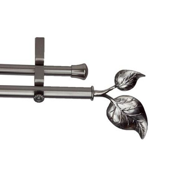 Ivy Satin Nickel 48 to 84 Inch Double Curtain Rod, image 1
