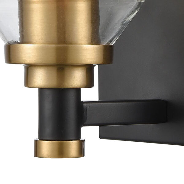 Cambria Matte Black and Satin Brass One-Light Vanity Light, image 6