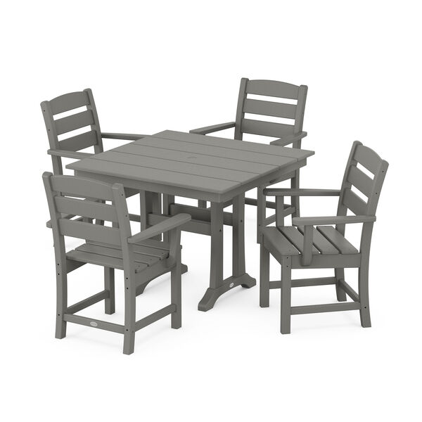 Lakeside Slate Grey Trestle Arm Chair Dining Set, 5-Piece, image 1