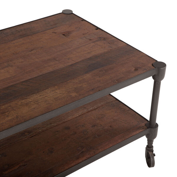 Paxton Weathered Walnut and Gray Zinc Coffee Table with Wheels, image 4