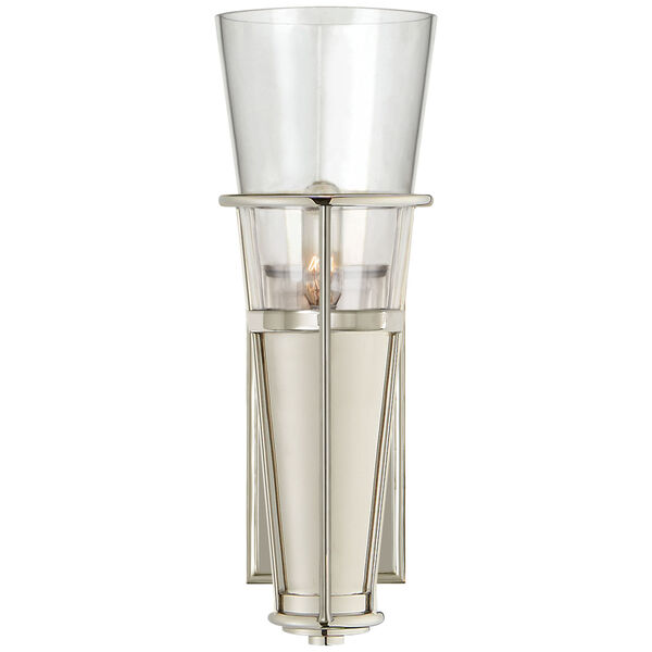 Robinson Single Sconce in Polished Nickel with Clear Glass by Thomas O'Brien, image 1