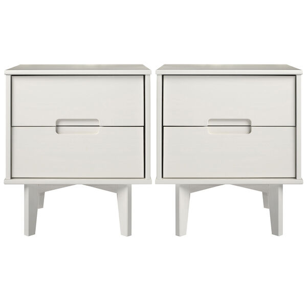 Sloane White Two-Drawer Groove Handle Wood Nightstand, Set of Two, image 2