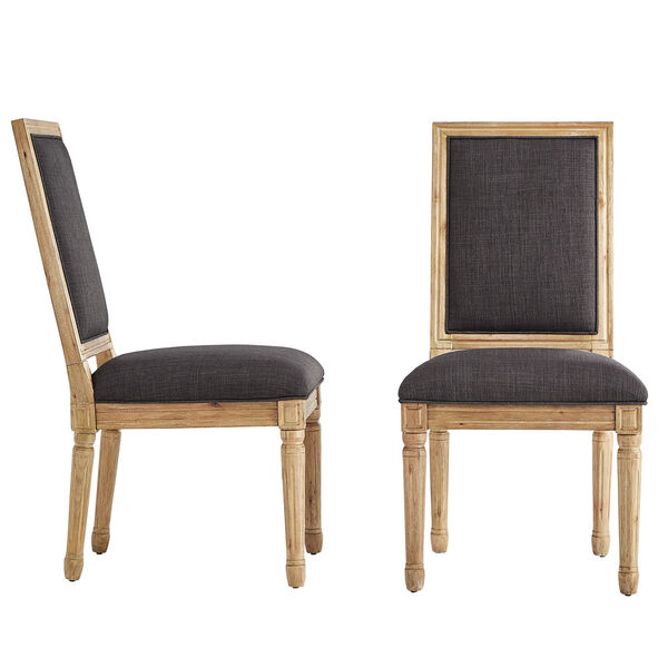 Eliza Dark Grey Linen Wood Side Chair, Set of 2, image 3