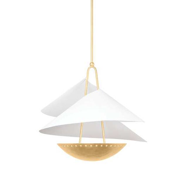 Carini Vintage Gold and Gesso White Pendant, image 1