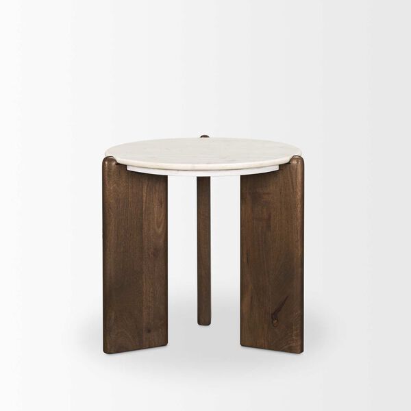 Rumer Dark Brown Wood With White Marble Side Table, image 4