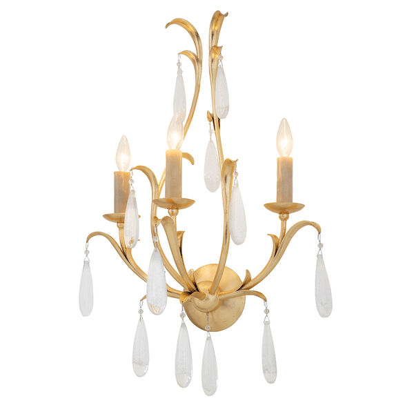 Prosecco Gold Leaf Three-Light Wall Sconce, image 1