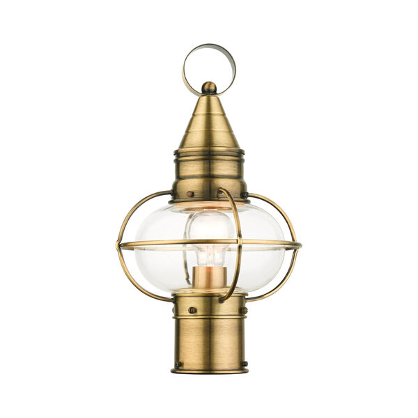 Newburyport Antique Brass Nine-Inch One-Light Outdoor Post Lantern, image 1