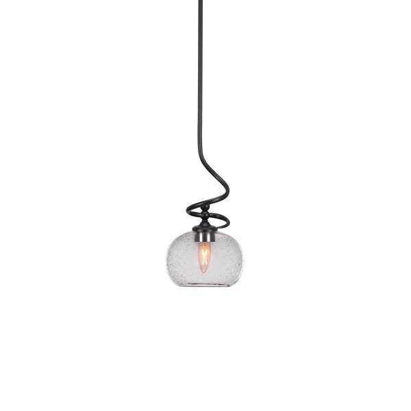 Capri Matte Black One-Light Mini Pendant with Clear Round Bubble Glass, image 1