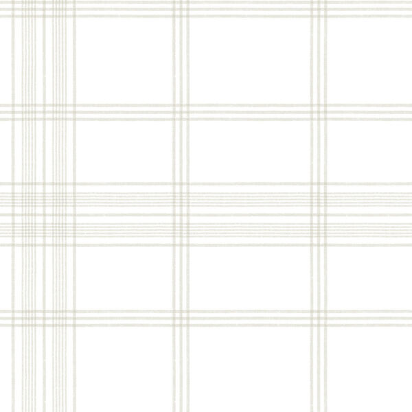 Waters Edge Off White Charter Plaid Pre Pasted Wallpaper, image 2