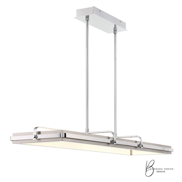 Annilo Chrome and Nickel LED Rectangle Chandelier, image 2