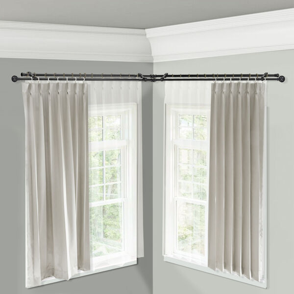 Leanette Black 48-Inch Corner Window Double Curtain Rod, image 2