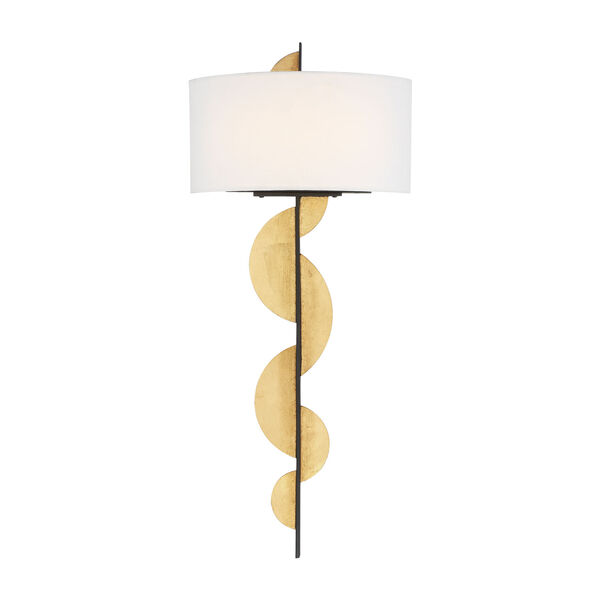 Navia Sand Coal and Ardent Gold Leaf Two-Light LED Wall Sconce, image 1