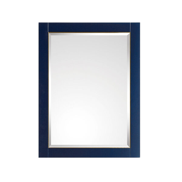 Navy Blue 24-Inch Mirror with Gold Trim, image 1