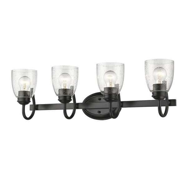 Parrish Black Four-Light Bath Vanity with Seeded Glass, image 3