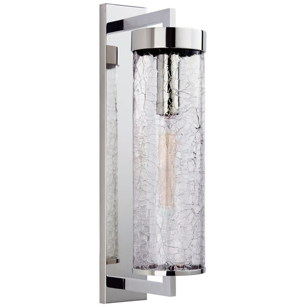 Liaison Large Bracketed Wall Sconce in Polished Nickel with Crackle Glass by Kelly Wearstler, image 1