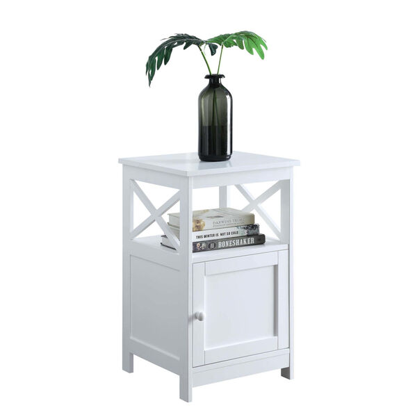 Oxford White End Table with Cabinet, image 2