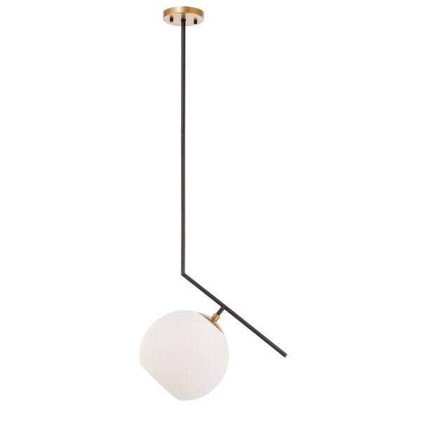 Ryland Black Brass 10-Inch One-Light Pendant with Frosted White Glass, image 3