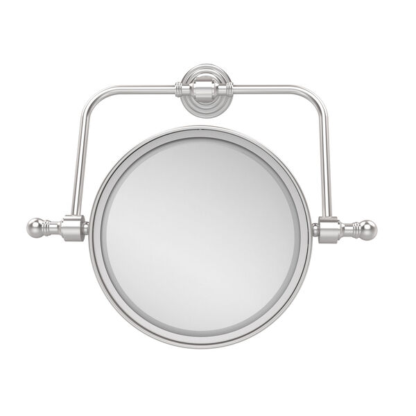 Retro Wave Collection Wall Mounted Swivel Make-Up Mirror 8 Inch Diameter with 4X Magnification, Satin Chrome, image 1
