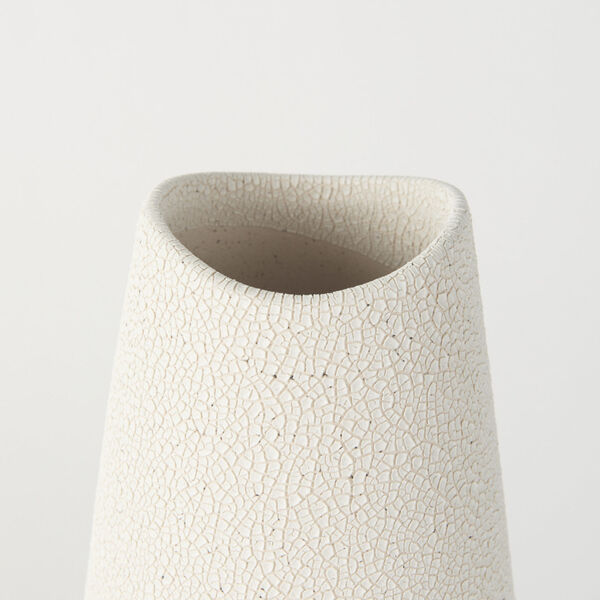 Salar Cream Conical Crackled Ceramic Vase, image 4