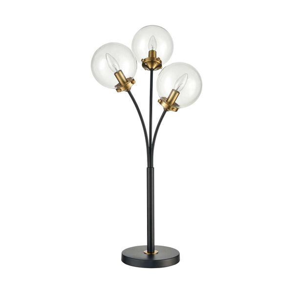 Boudreaux Burnished Brass with Matte Black Three-Light LED Table Lamp, image 2