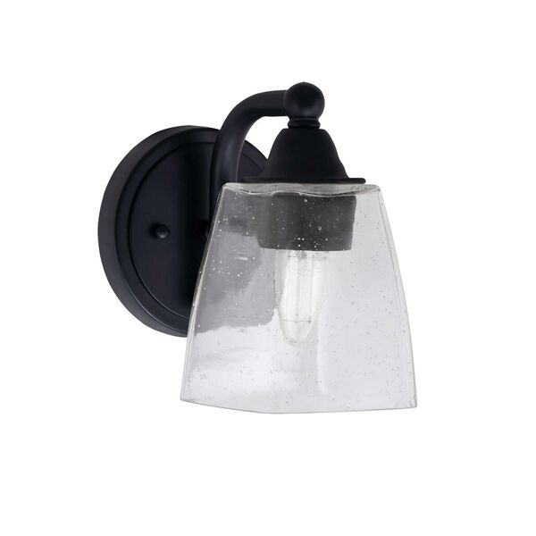 Paramount Matte Black One-Light Wall Sconce with Four-Inch Cone Clear Bubble Glass, image 1