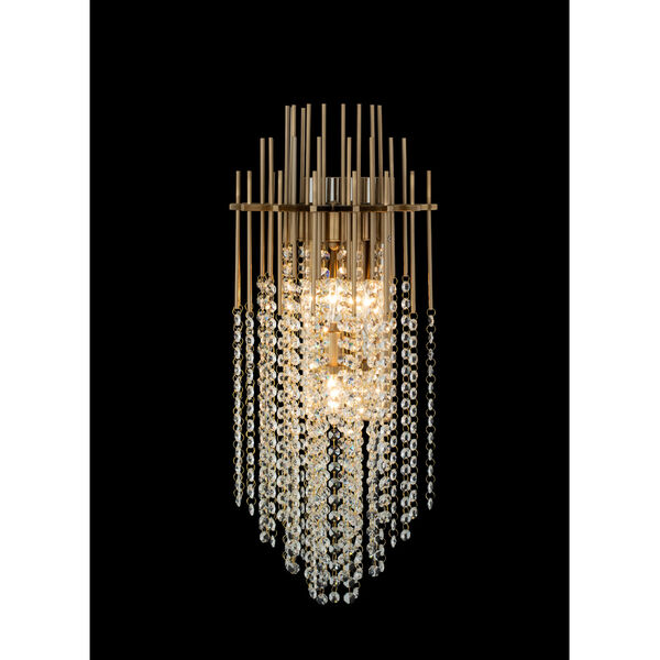 Estrella Brushed Champagne Gold Three-Light Wall Sconce with Firenze Crystal, image 2