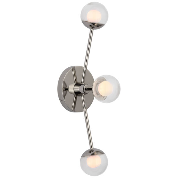 Alloway 19-Inch Triple Linear Sconce in Polished Nickel with Clear Glass by kate spade new york, image 1