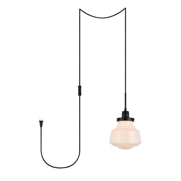 Lye Black and Frosted White One-Light Plug-In Pendant, image 1