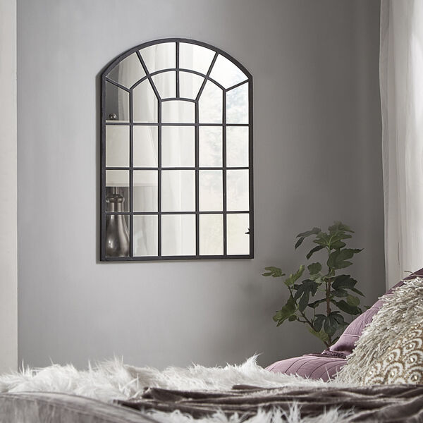 Laurel Black Arched Windowpane Wall Mirror, image 6